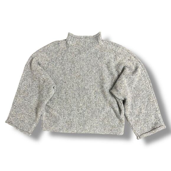 William Rast Gray Mock Neck Textured Knit Pullover Sweater Women’s L - Picture 4 of 8